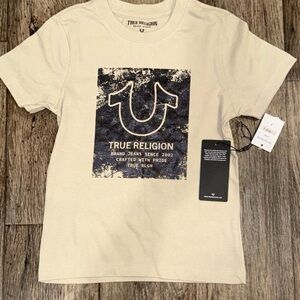 True Religion Kids Beige Graphic Tee Size 7 NWT